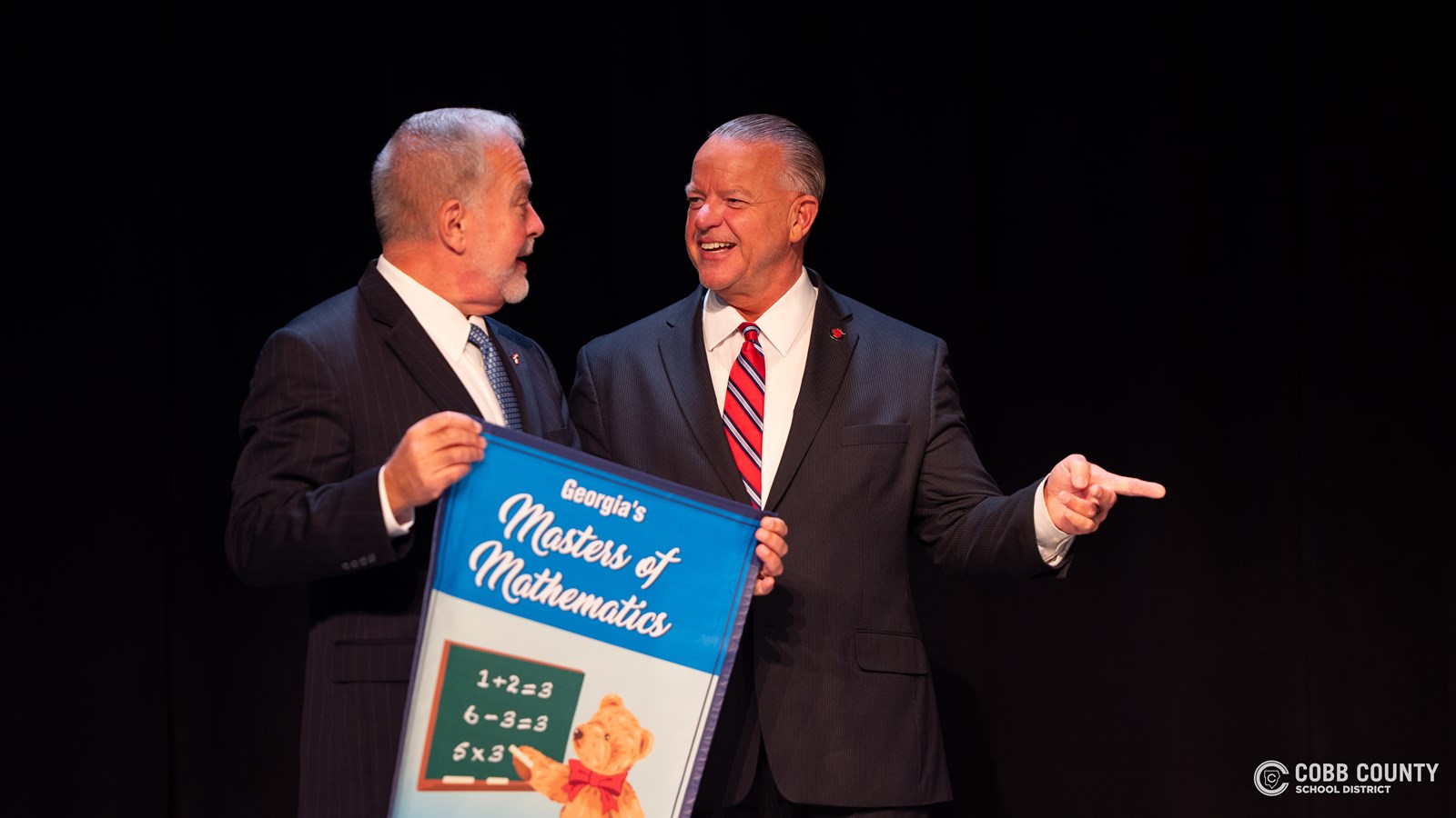 State School Superintendent Richard Woods joins with Superintendent Chris Ragsdale to recognize 44 Cobb Schools as Georgia Math Leaders.